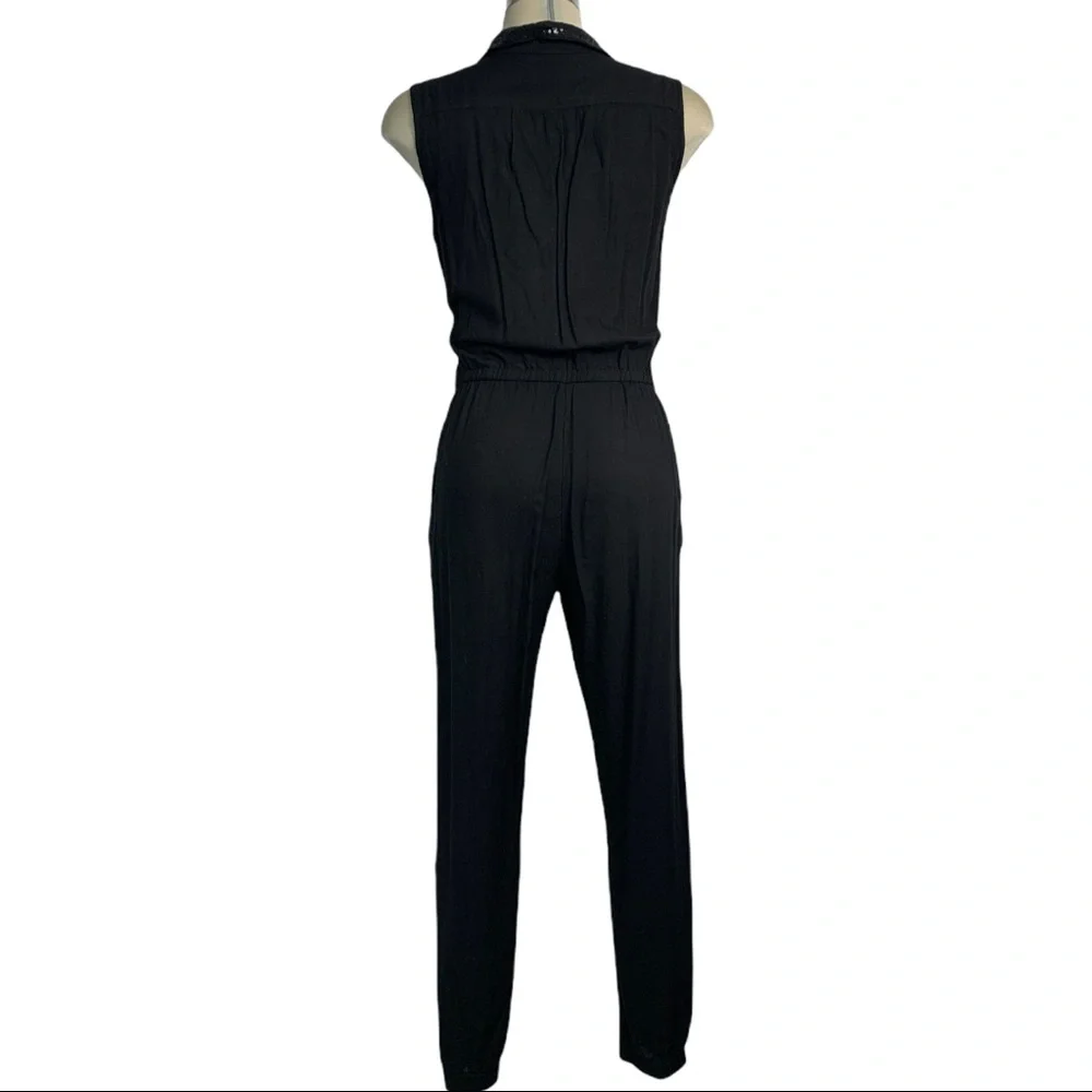 Elegant Jumpsuit Black Embellished  Sequin Pocket Size S - Picture 6 of 9
